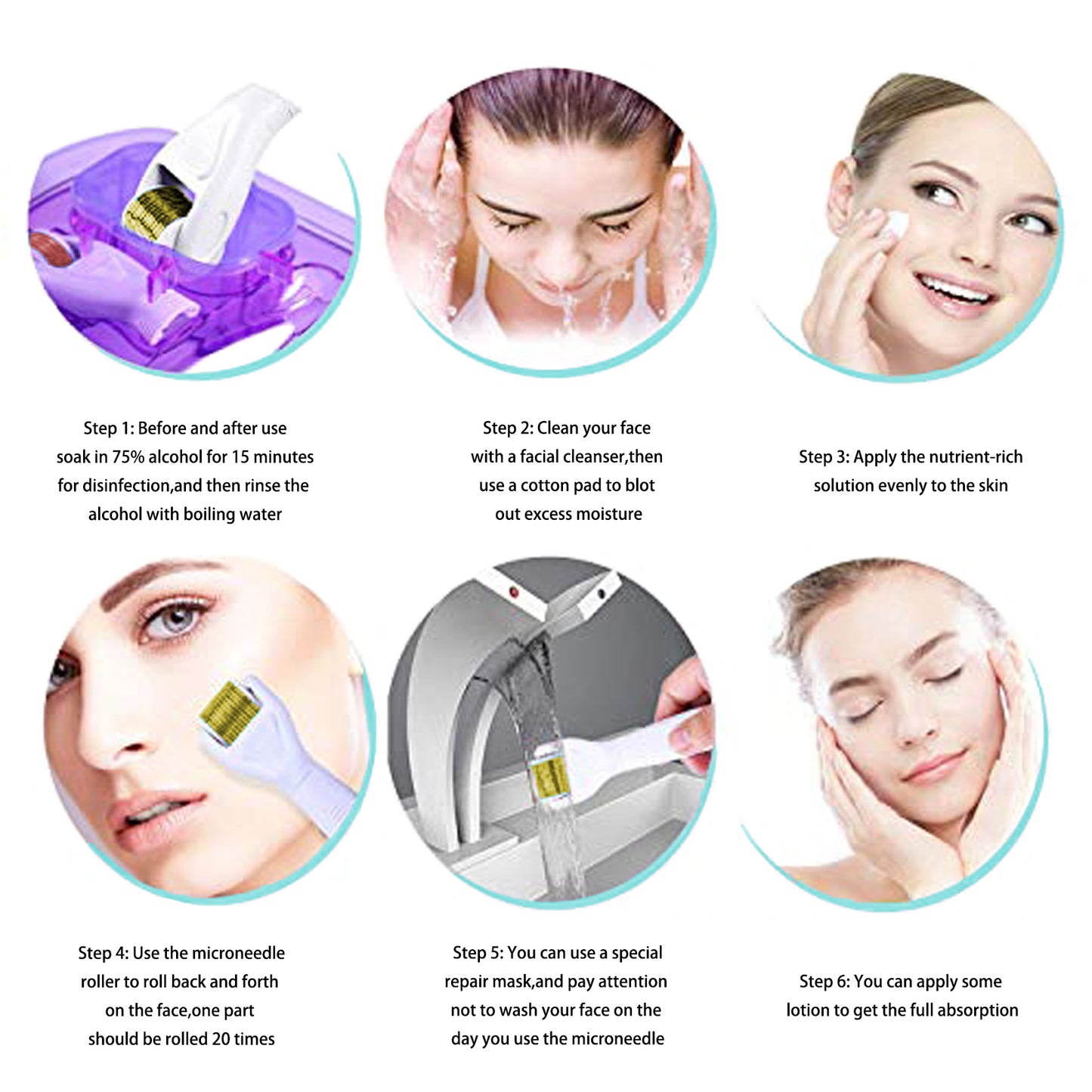 Derma Roller 3 in 1 (180-0.5mm/600-1.0mm/1200-1.5mm) Titanium Microneedling Roller